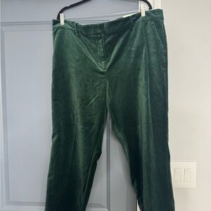 LOFT Green Velvet Trousers